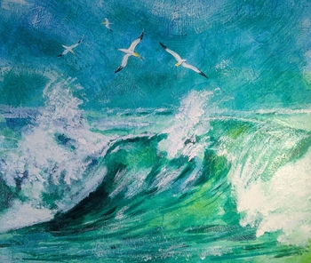 'Breaking Waves & Gannets' Original
