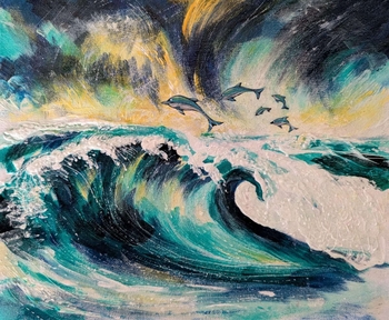 'Dolphin Pod at Sunrise' Original